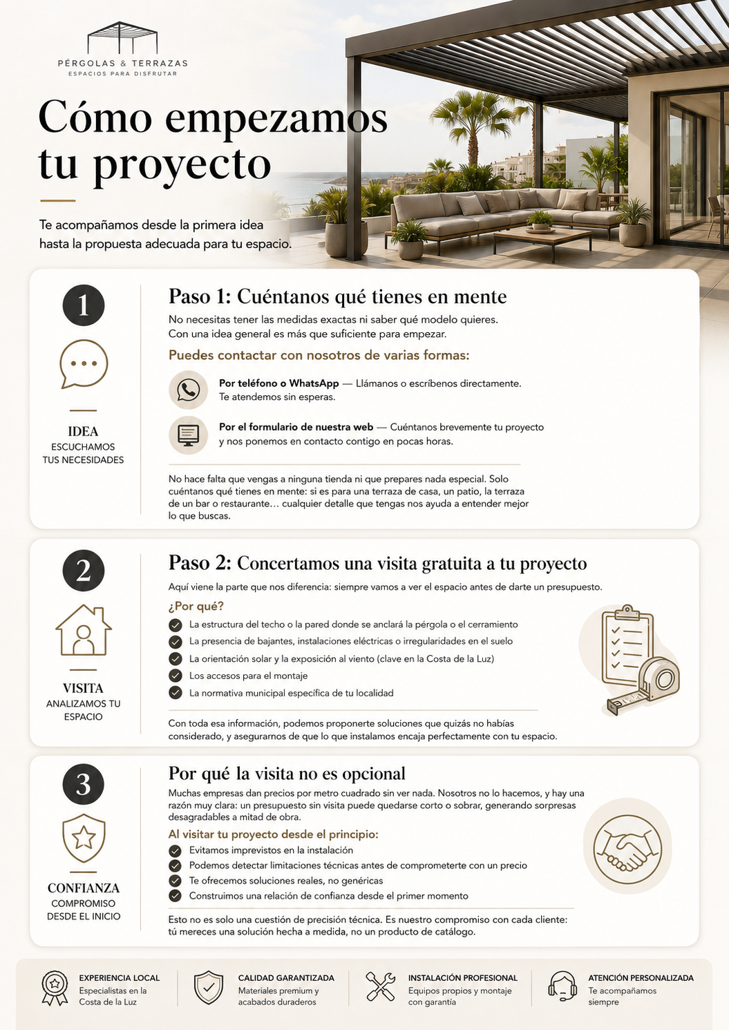 Visita de Cerramientos Monper al proyecto del cliente para tomar medidas y valorar la instalación