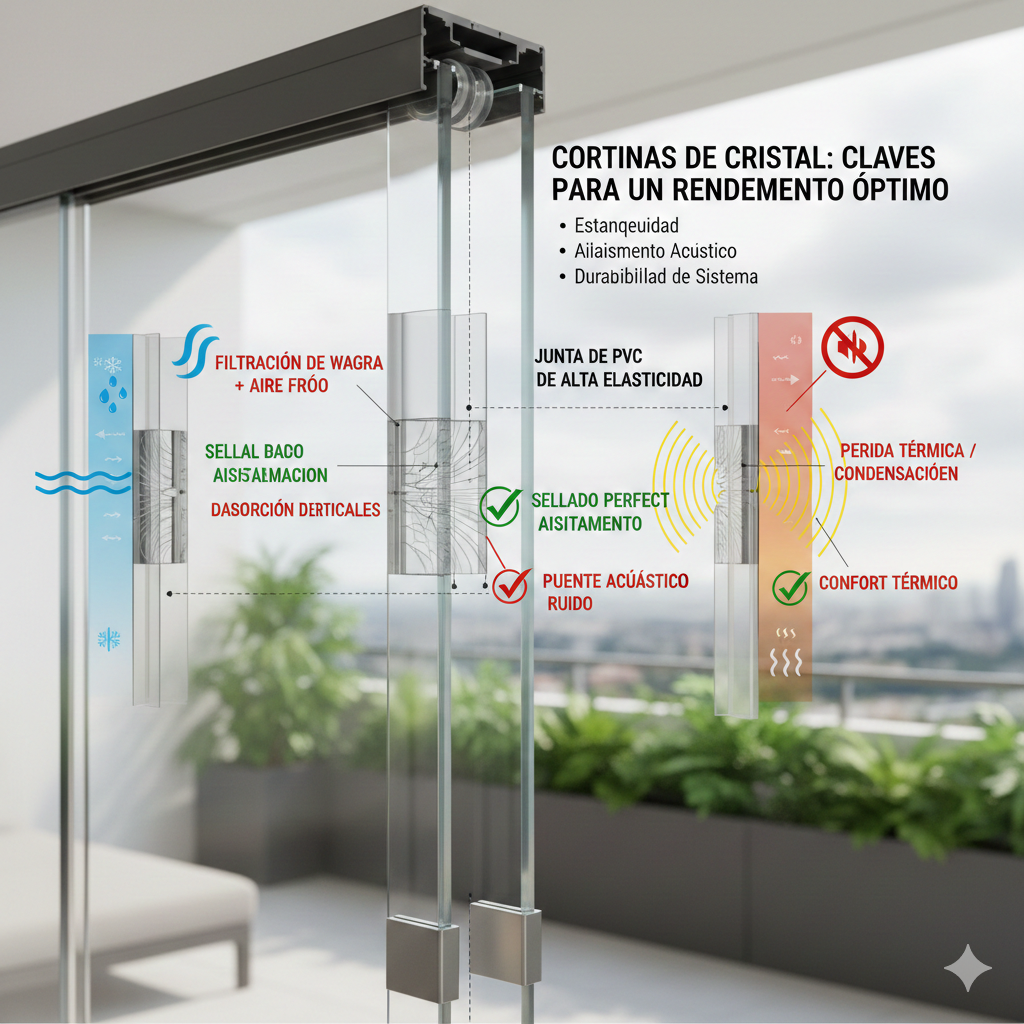 Cerramiento de cristal aislado frente a filtraciones y ruido