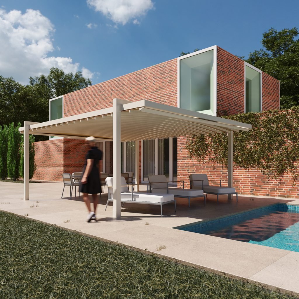 Pérgola de lona tensada horizontal Clima Air de Glass by Gaviota